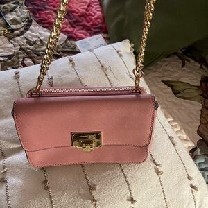 Michael Kors Pink Crossbody Bag with Gold Chain
